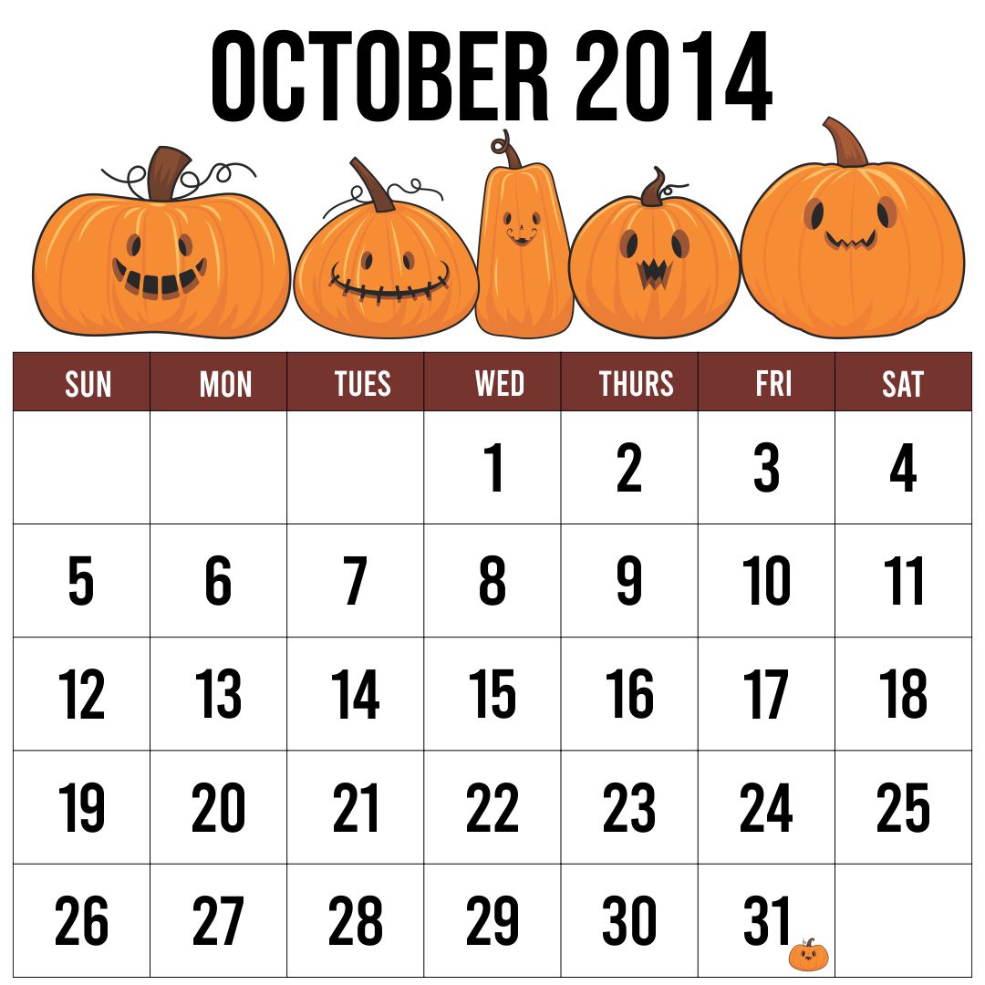 October 2014 Calendar Printable