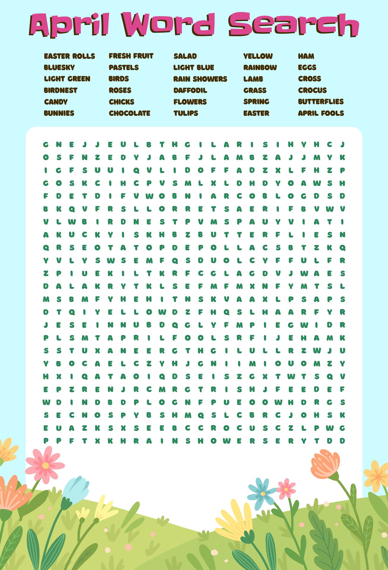 April Word Search  Printable