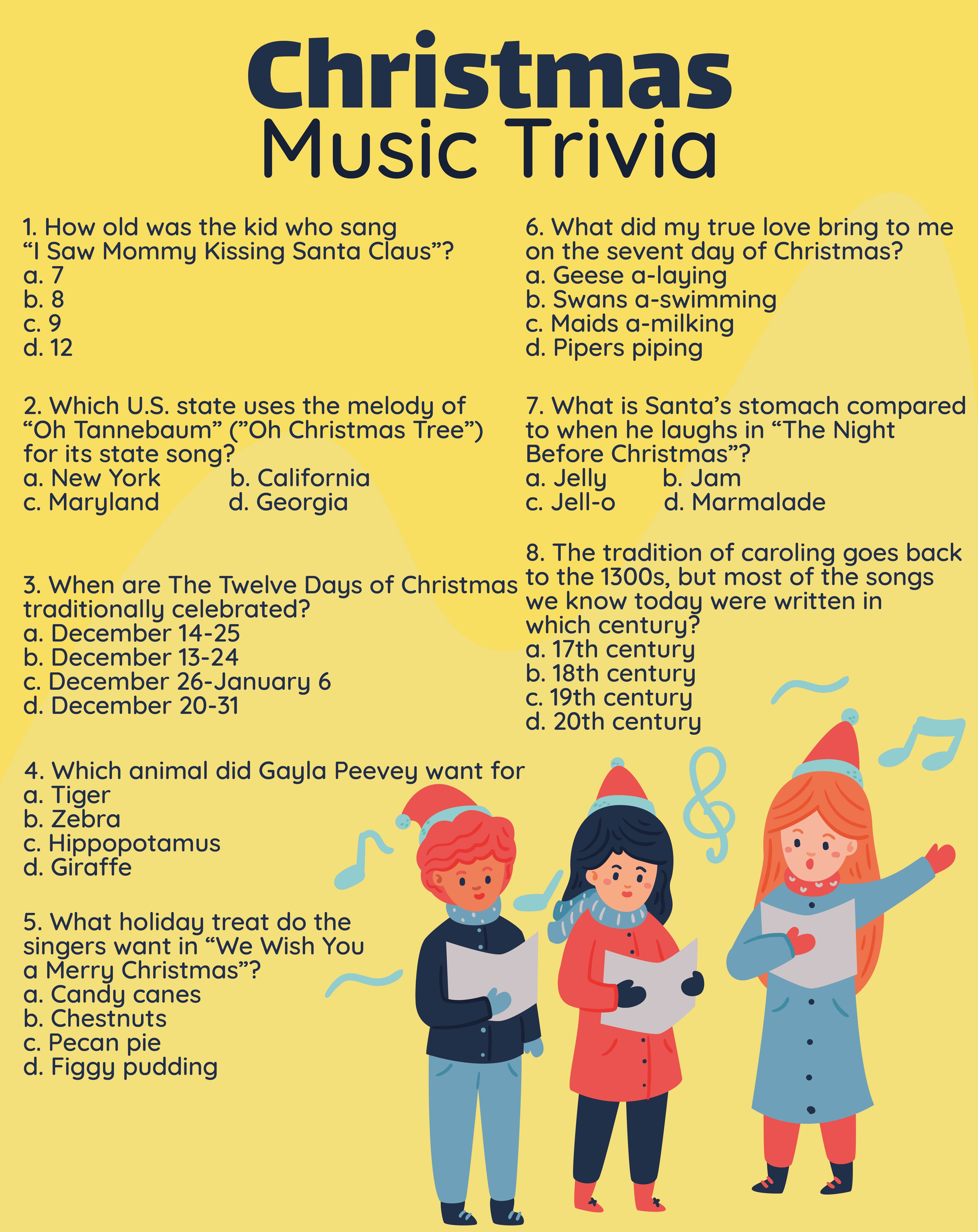 Printable Christmas Song Trivia Game