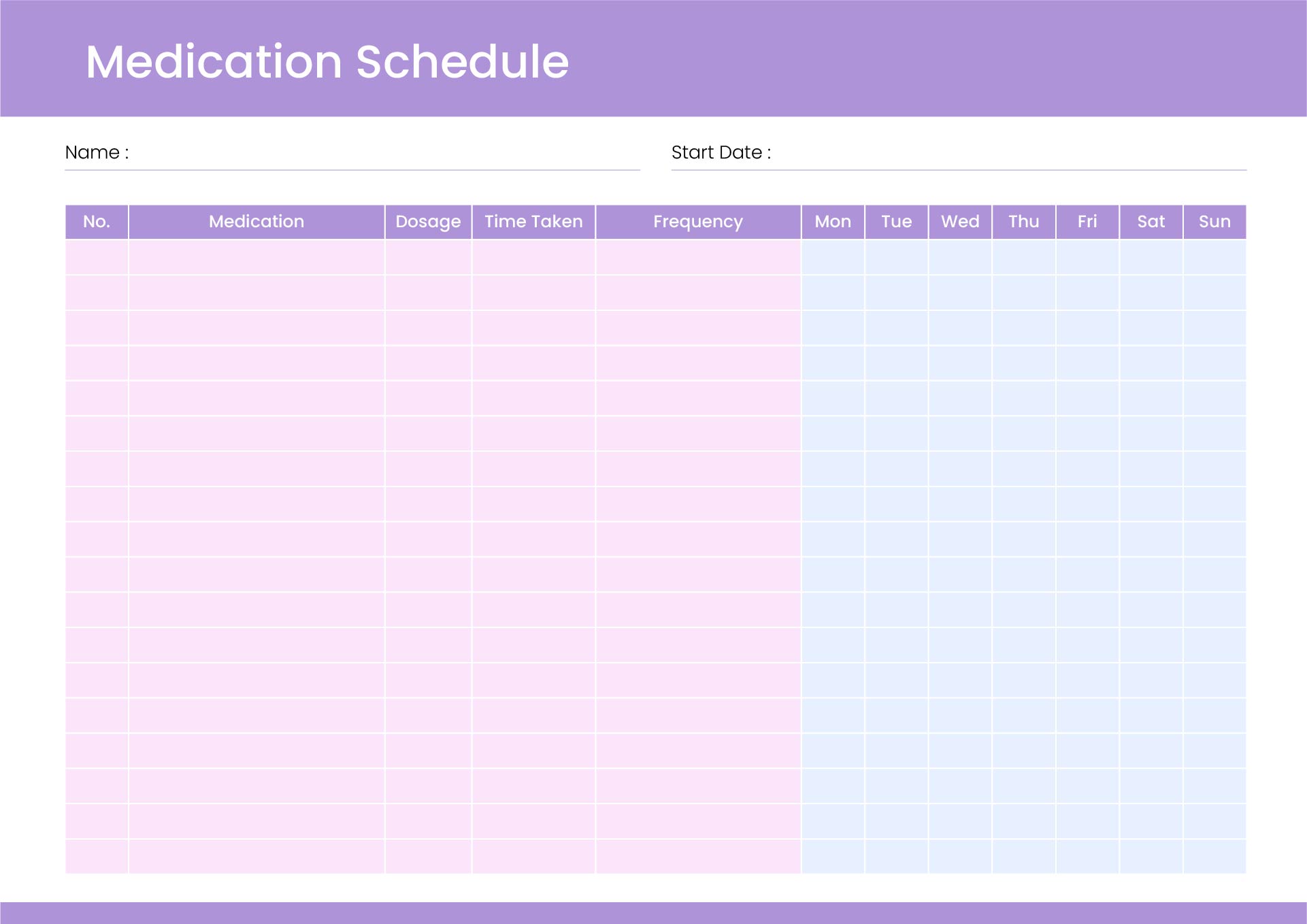 Printable Medication Checklist Template