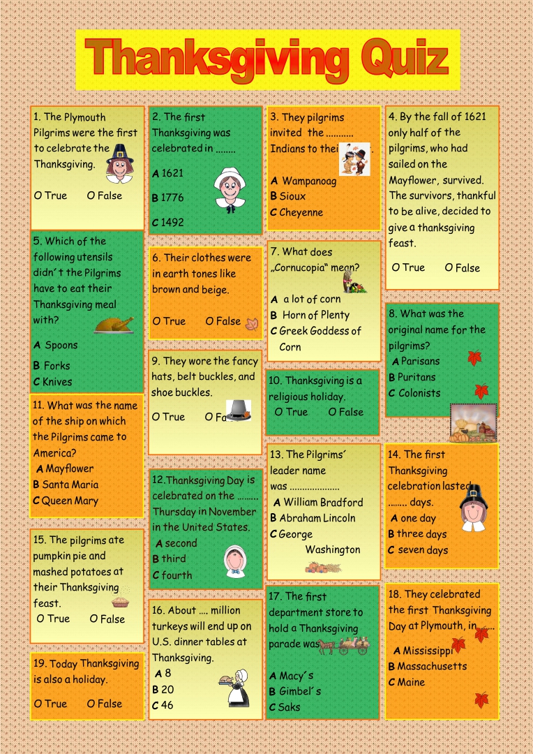 7 Best Printable Thanksgiving Trivia And Answers