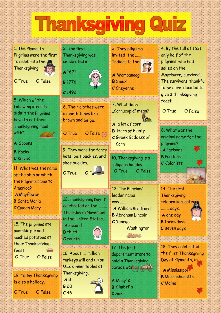 Printable Thanksgiving Trivia Questions And Answers