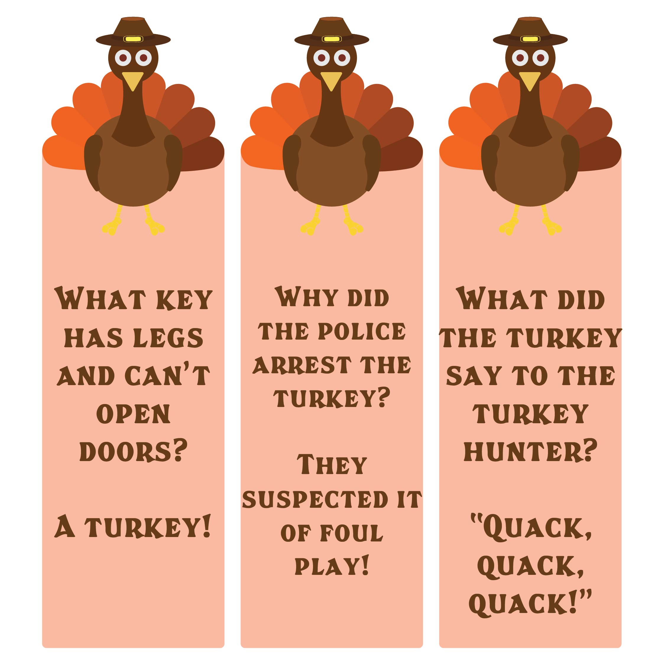 Thanksgiving Bookmarks Jokes