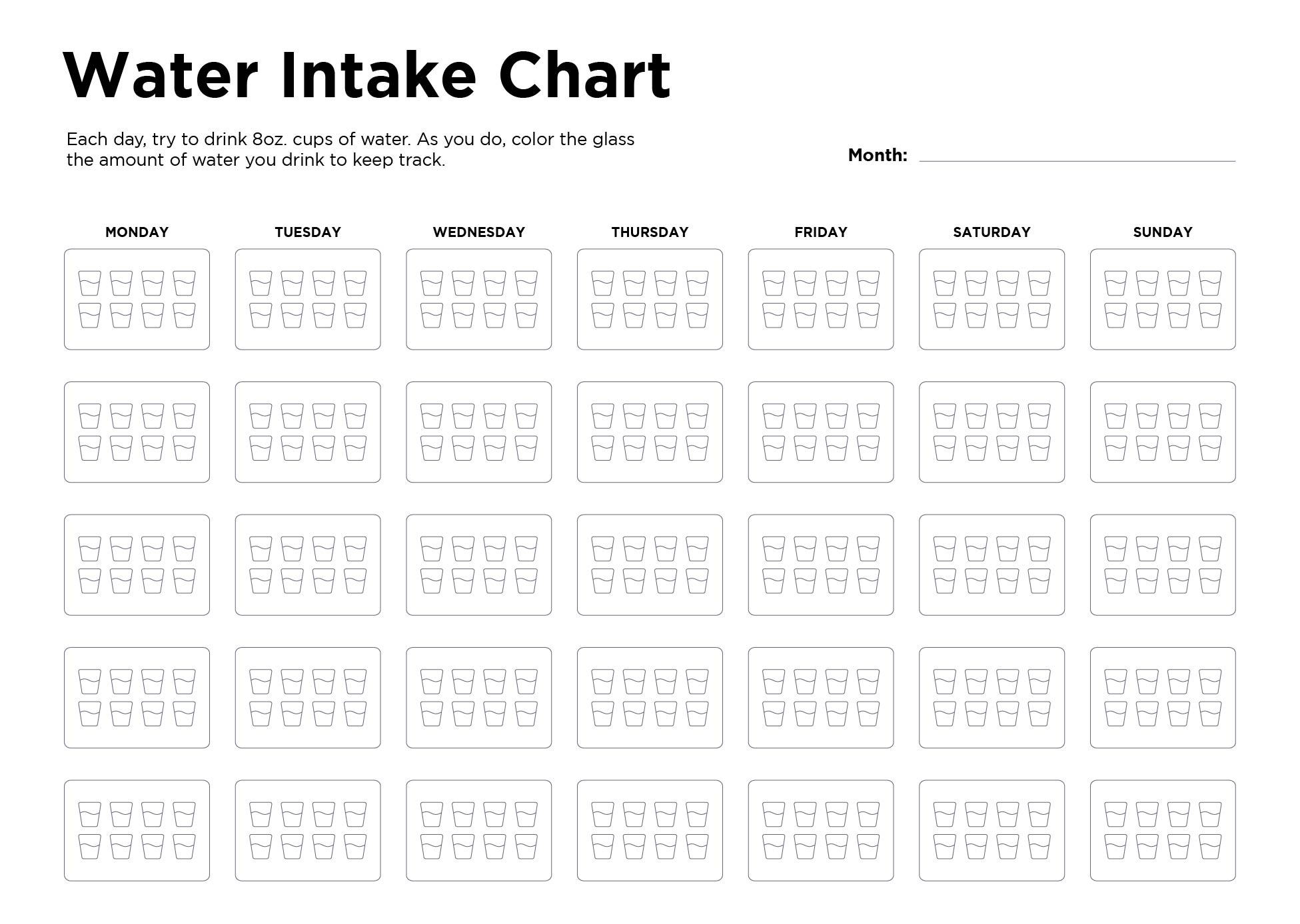 Water Intake Chart Printable