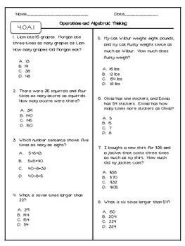 Math Test For 4th Grade Online With Answers