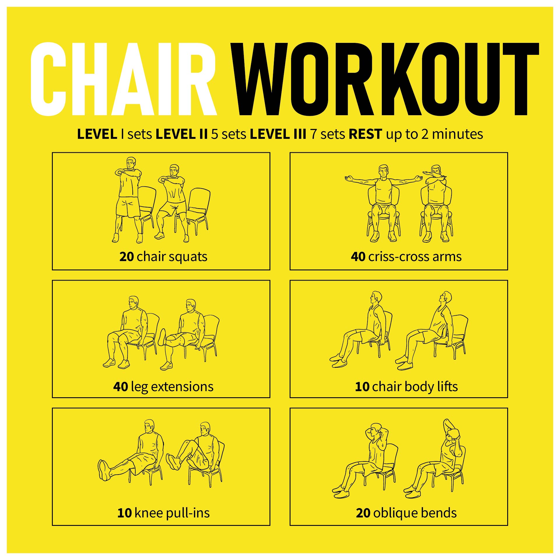 Chair Exercises - 10 Free PDF Printables | Printablee