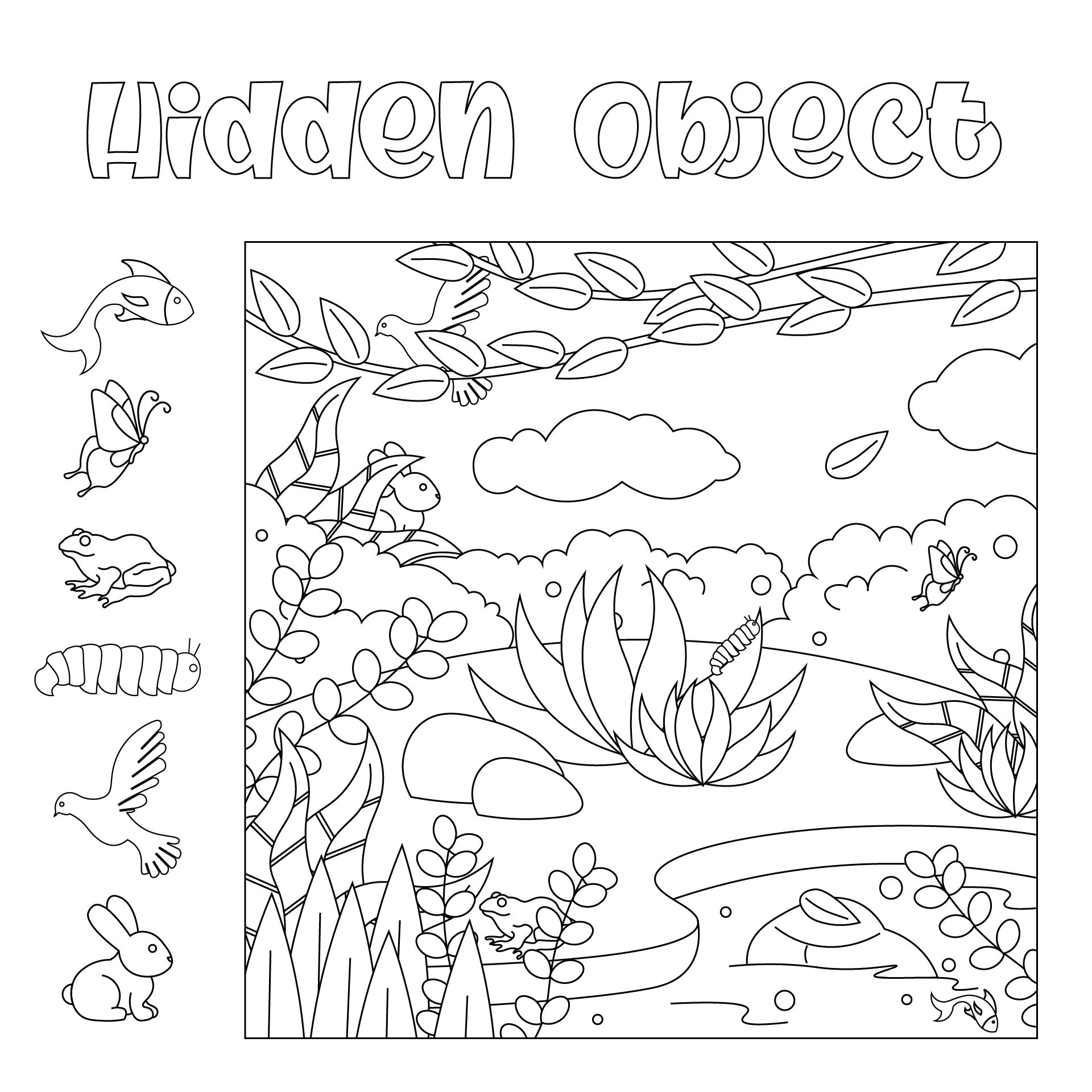Printable Hidden Objects Coloring Pages Sketch Coloring Page