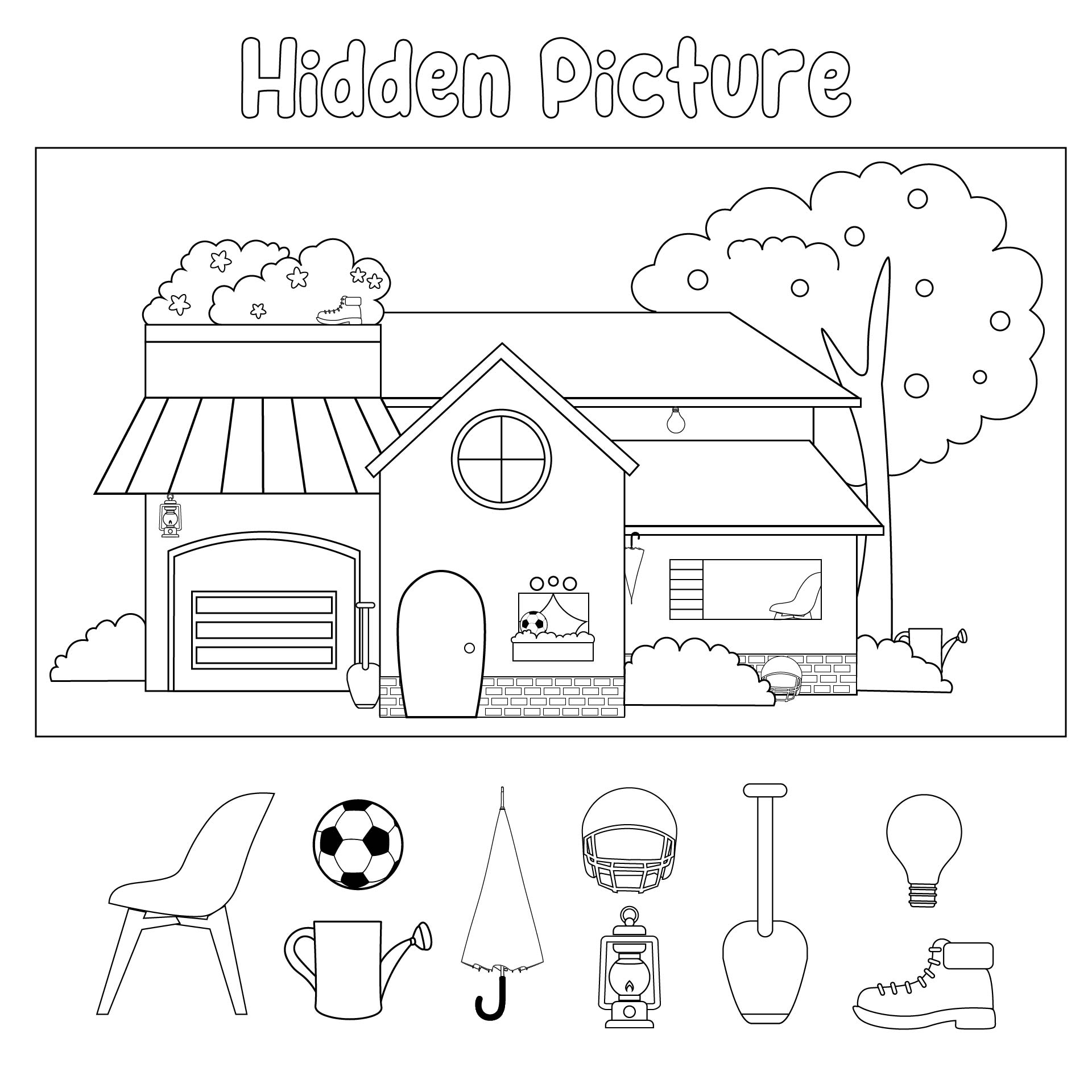 Printable Hidden Objects Coloring Pages