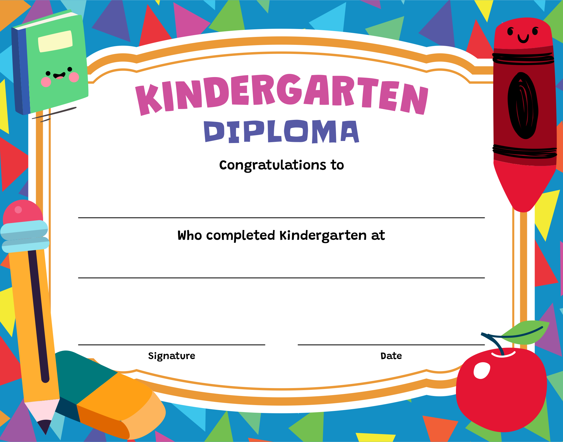 Printable Kindergarten Graduation Certificate Template