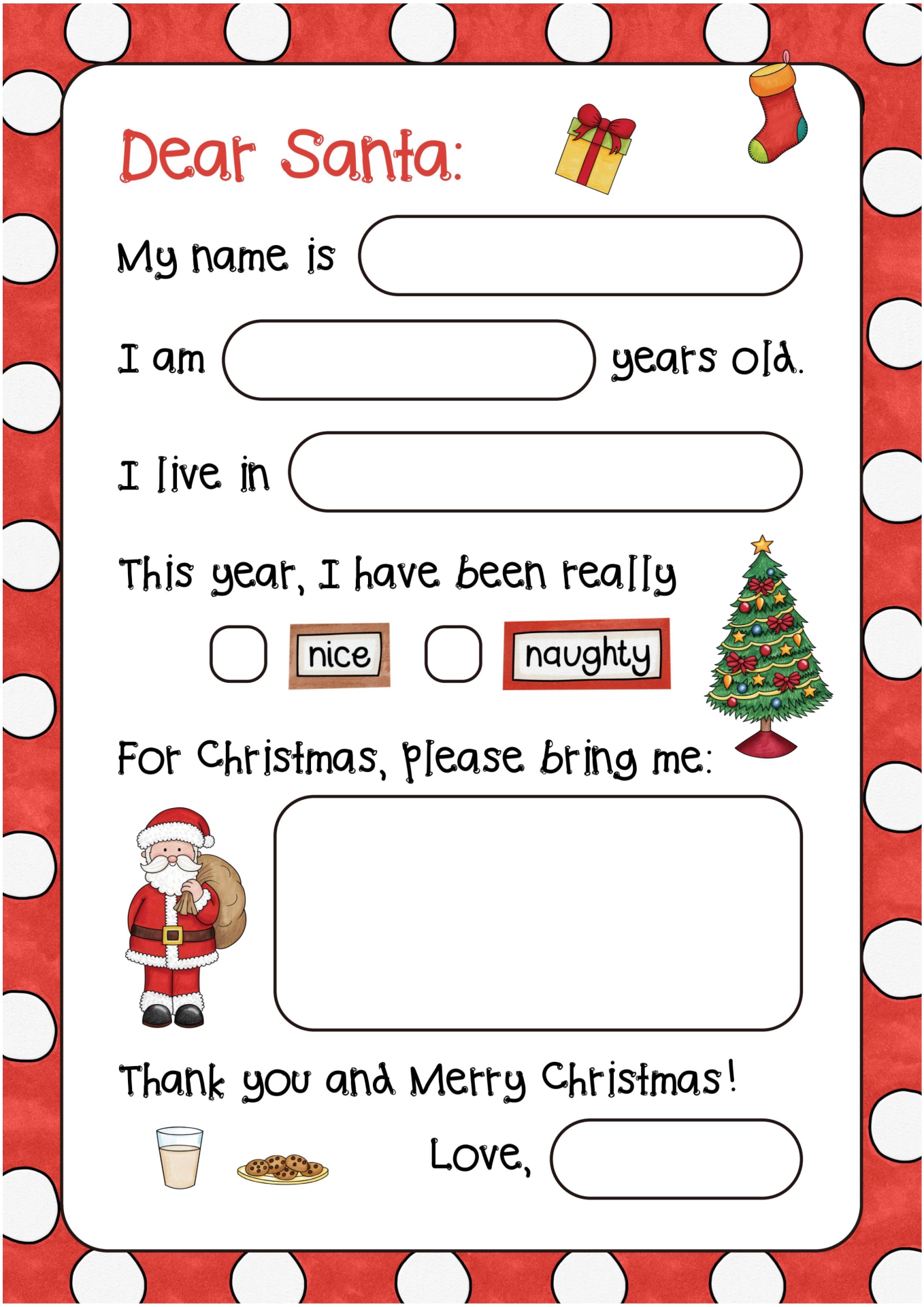 20 Best Free Printable Letters From Santa Claus Templates For Dear Santa Template Kindergarten Letter