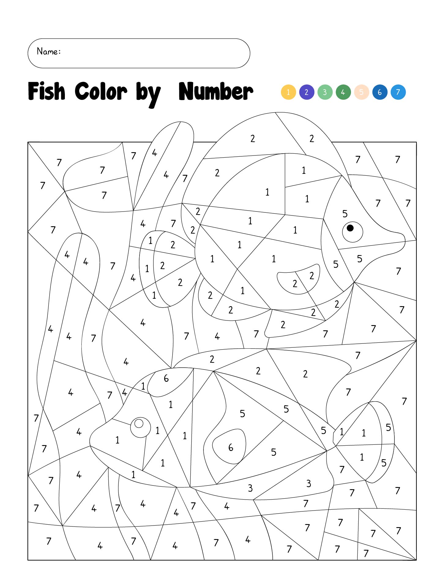Best Images Of Fish Color By Number Printables Rainbow Fish | My XXX