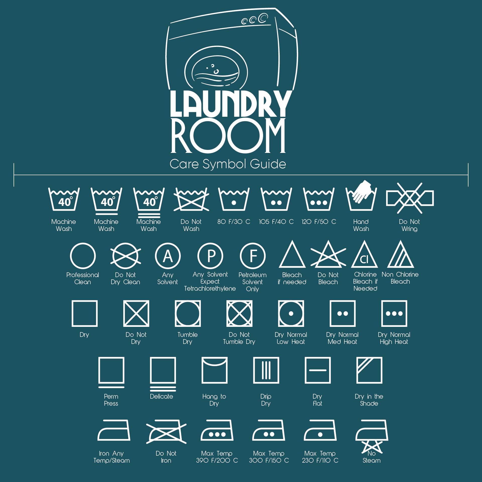 Laundry Symbols Clothing Tag