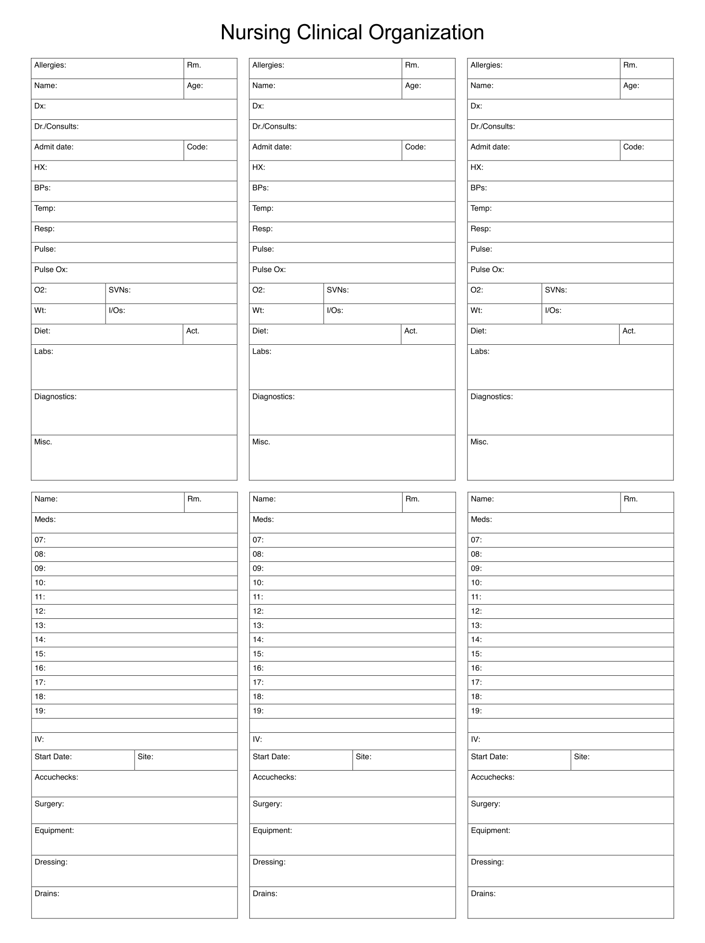 20 Best Med Surg Organization Sheet Printable - printablee.com Inside Nurse Report Sheet Templates