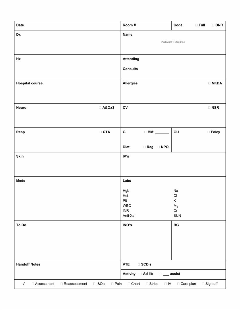 25 Best Med Surg Organization Sheet Printable - printablee.com In Nurse Report Template