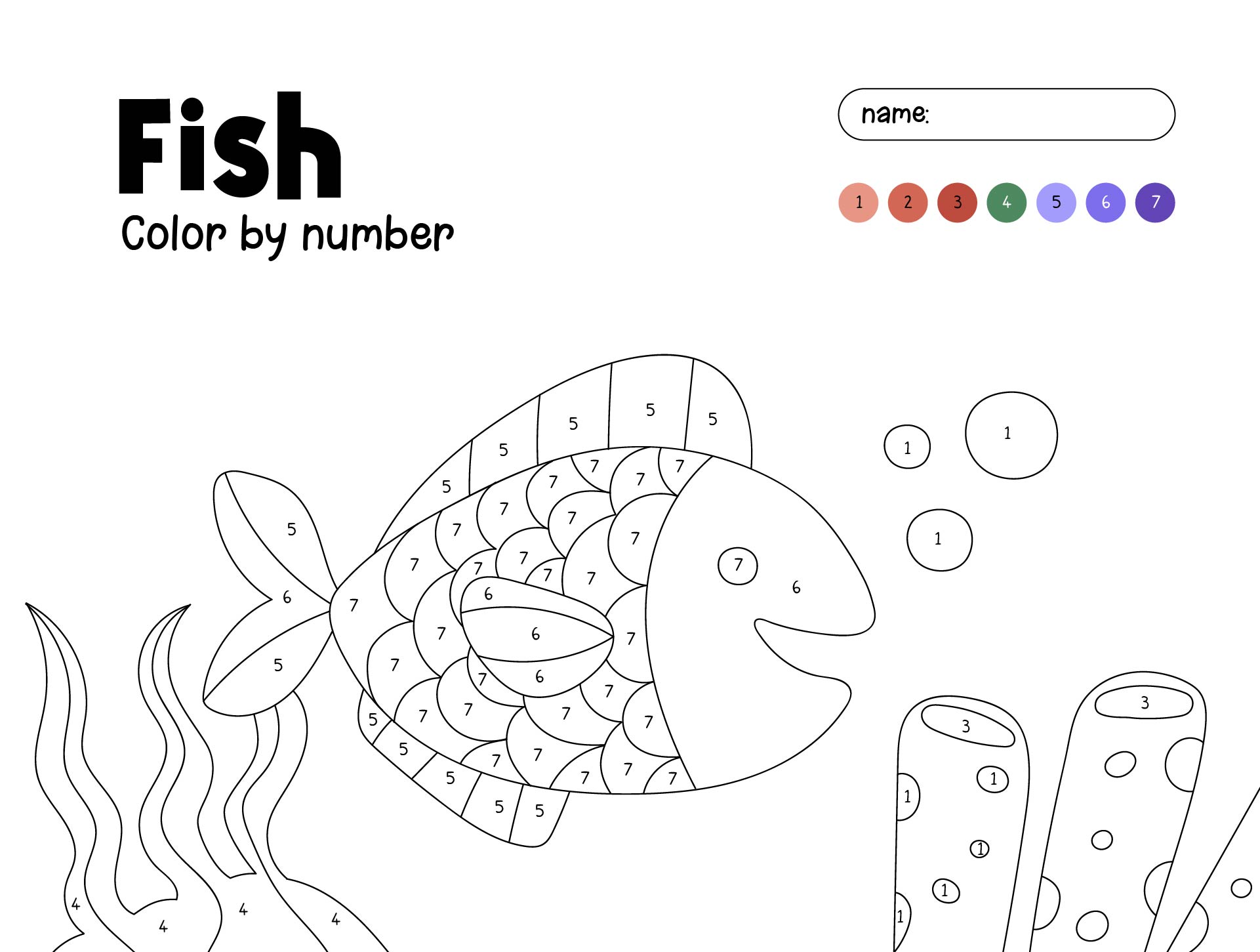 Printable Color by Number Coloring Pages