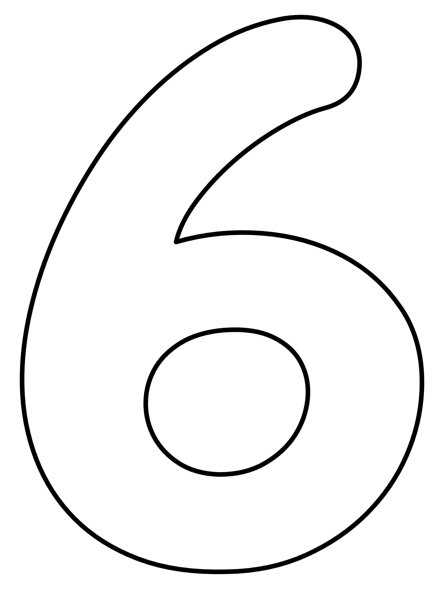 Printable Number 6 Outline