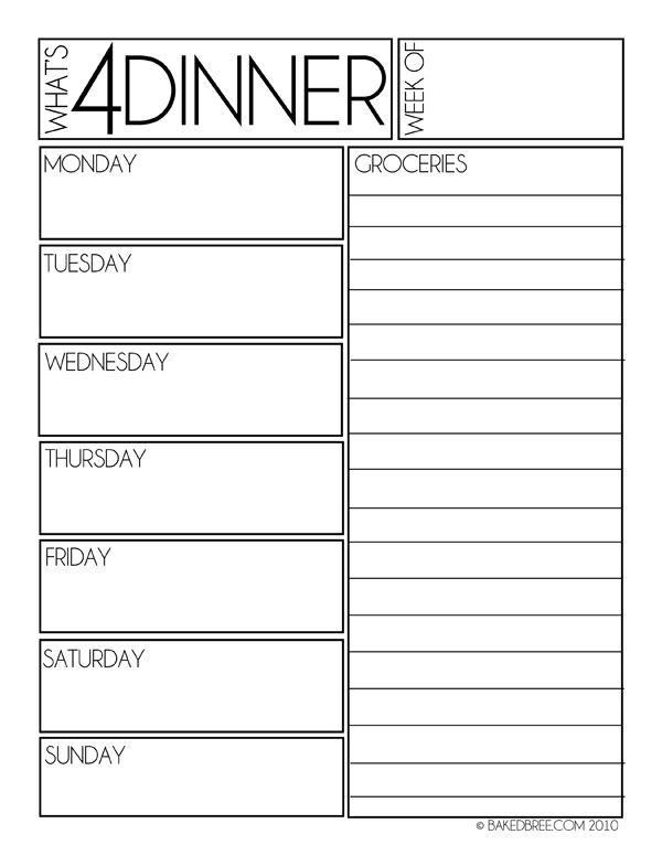7 Best Images of Printable Dinner Planner - Free Printable Weekly Menu ...