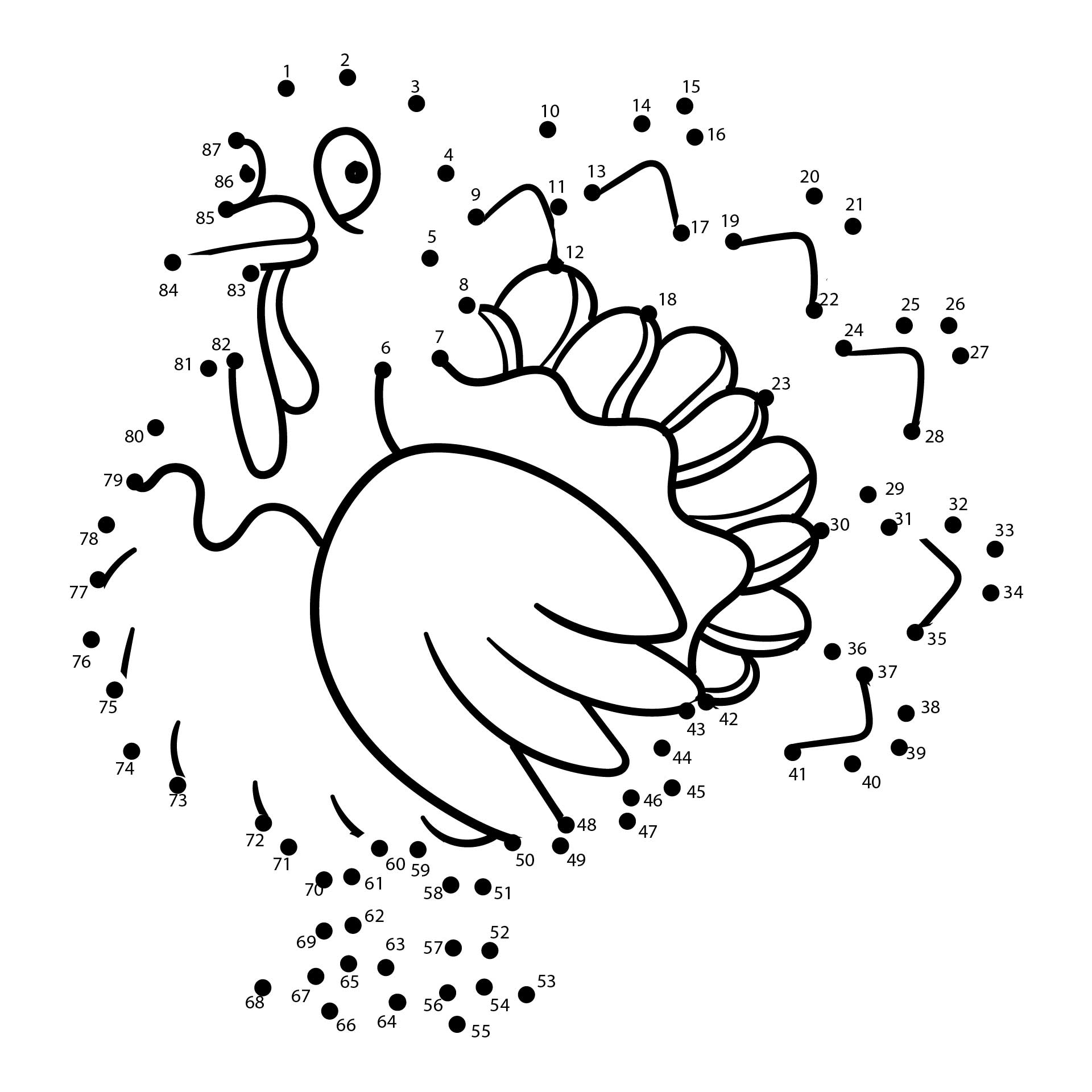 Thanksgiving Connect the Dots Coloring Pages