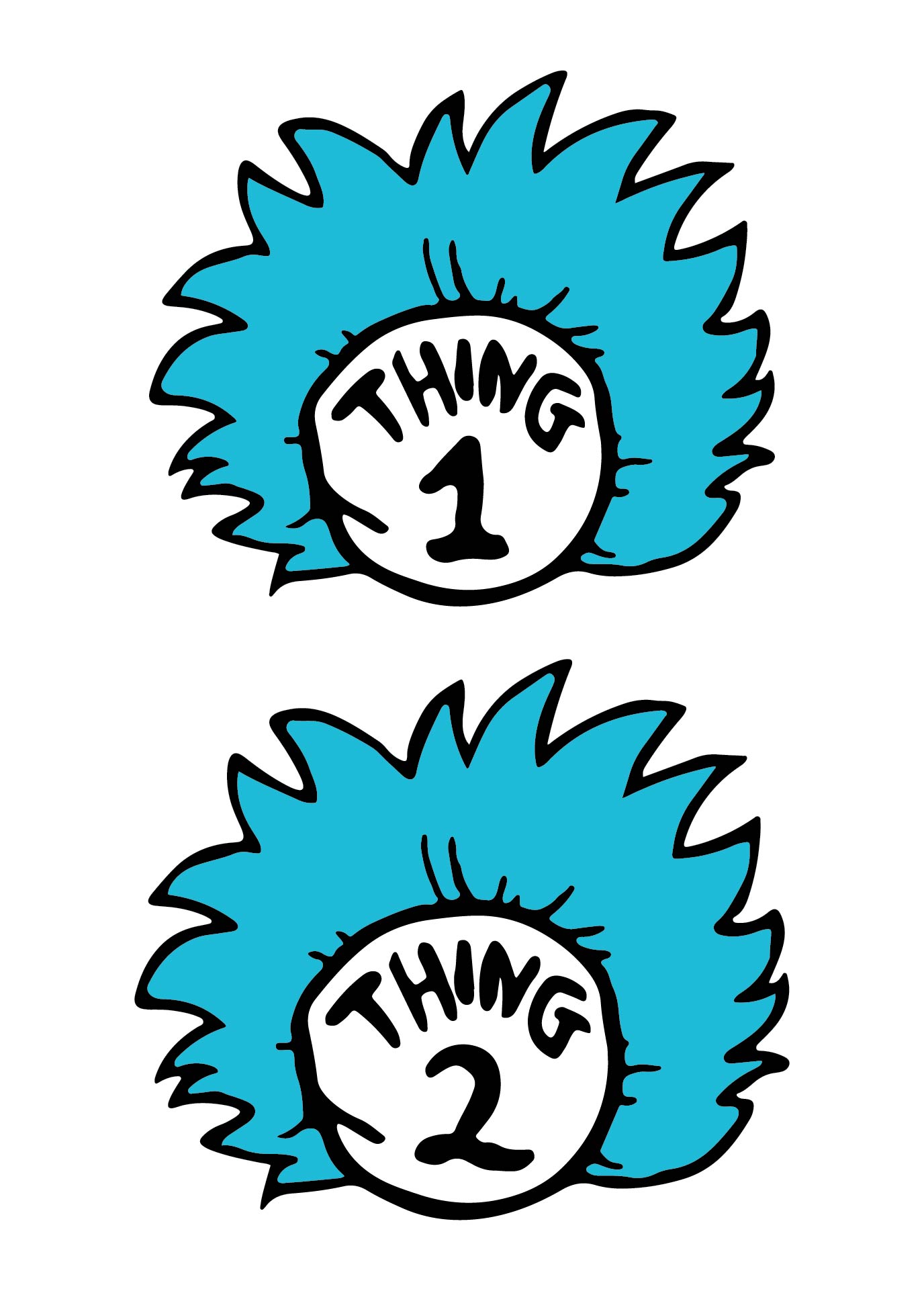 Thing 1 and Thing 2 Printable Hair Template