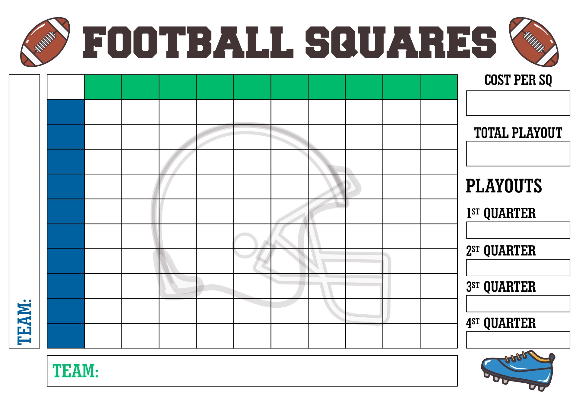 Free Printable 100 Square Football Board Printable Form Templates And Letter