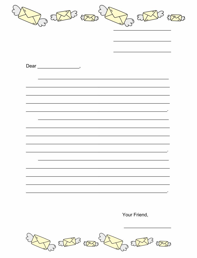 24 Best Printable Blank Template Friendly Letter - printablee.com Throughout Blank Letter Writing Template For Kids