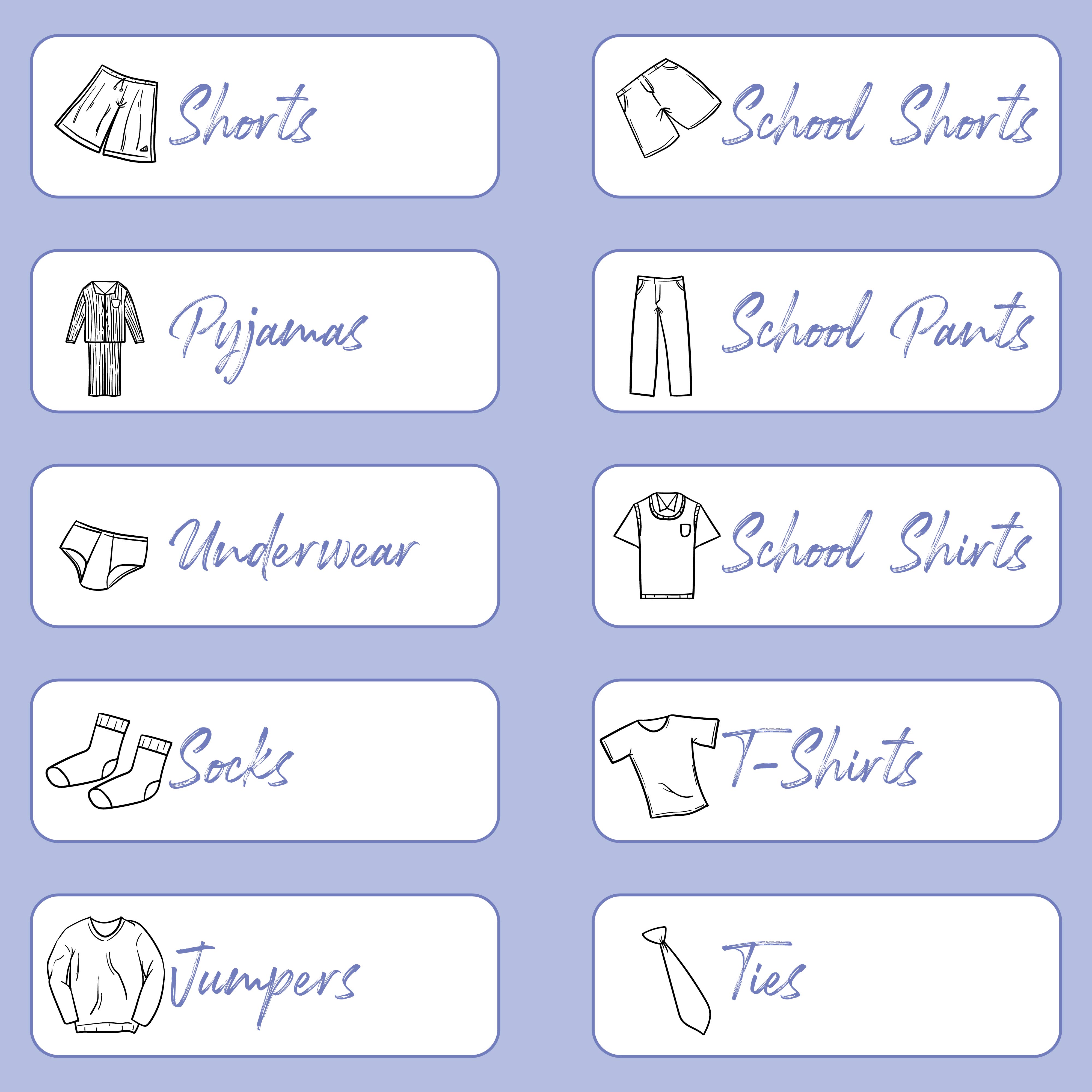 Free Printable Printable Clothing Drawer Labels Printable Word Searches