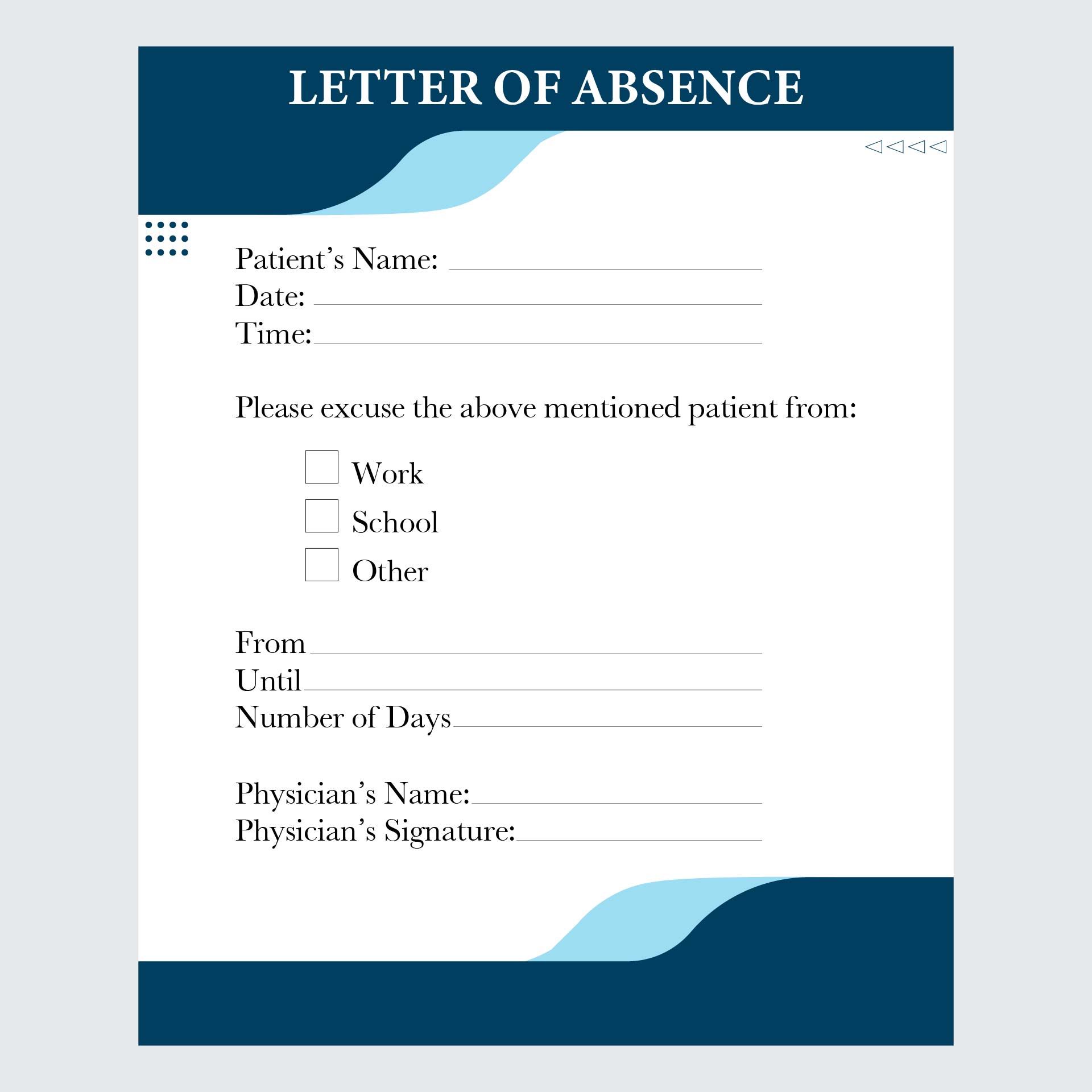 Printable Doctors Excuse Forms