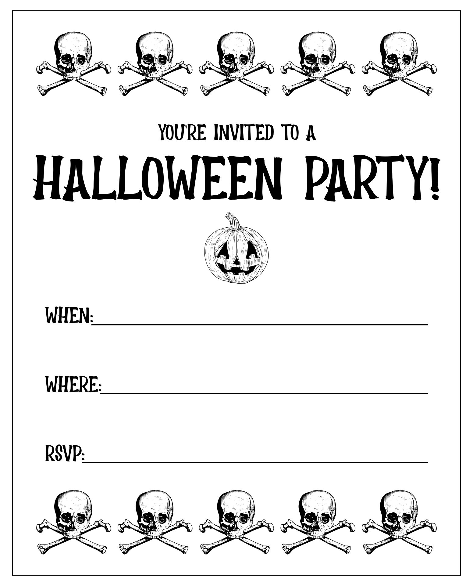 Happy Halloween Printable Party Invites