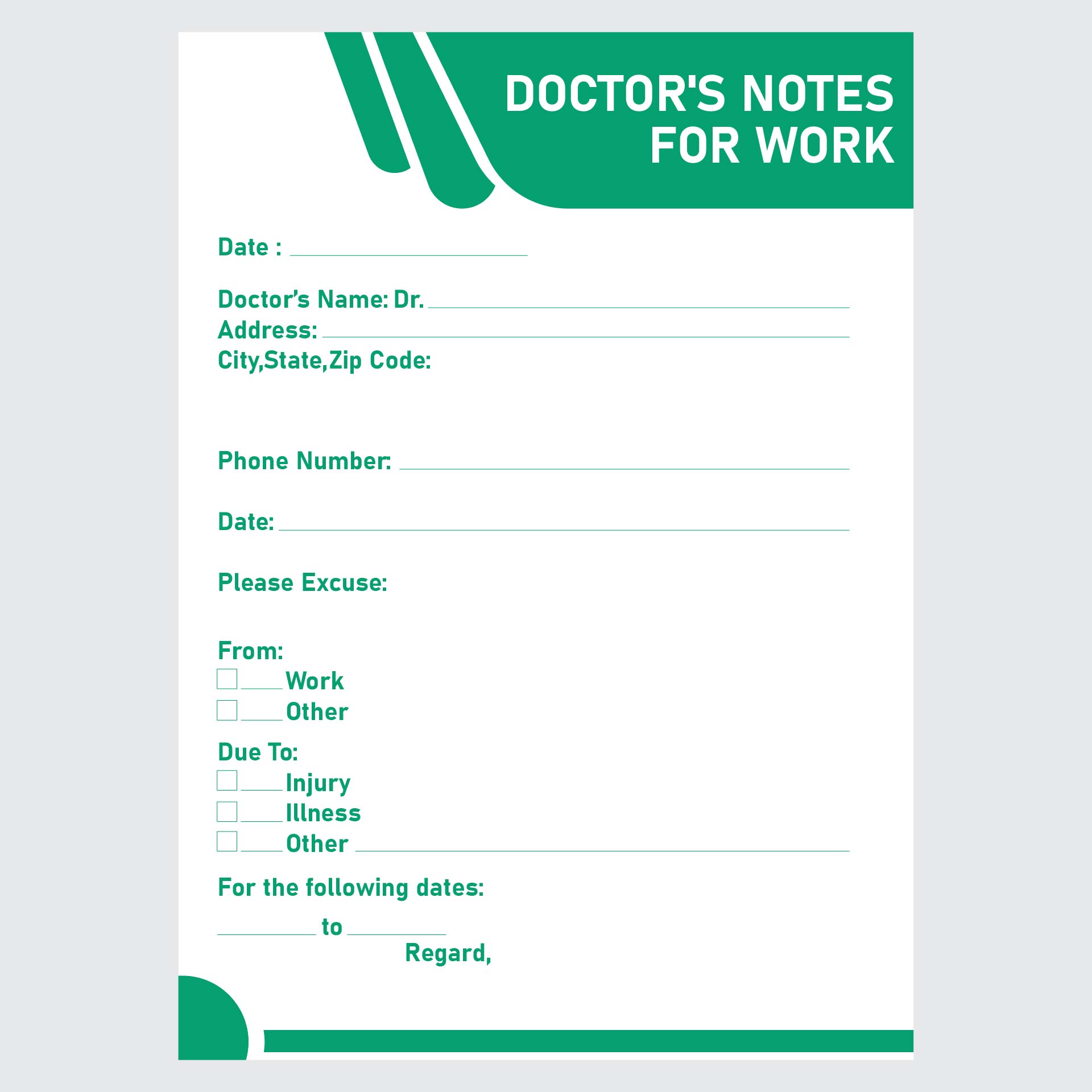 Medical Doctor Excuse Note Template