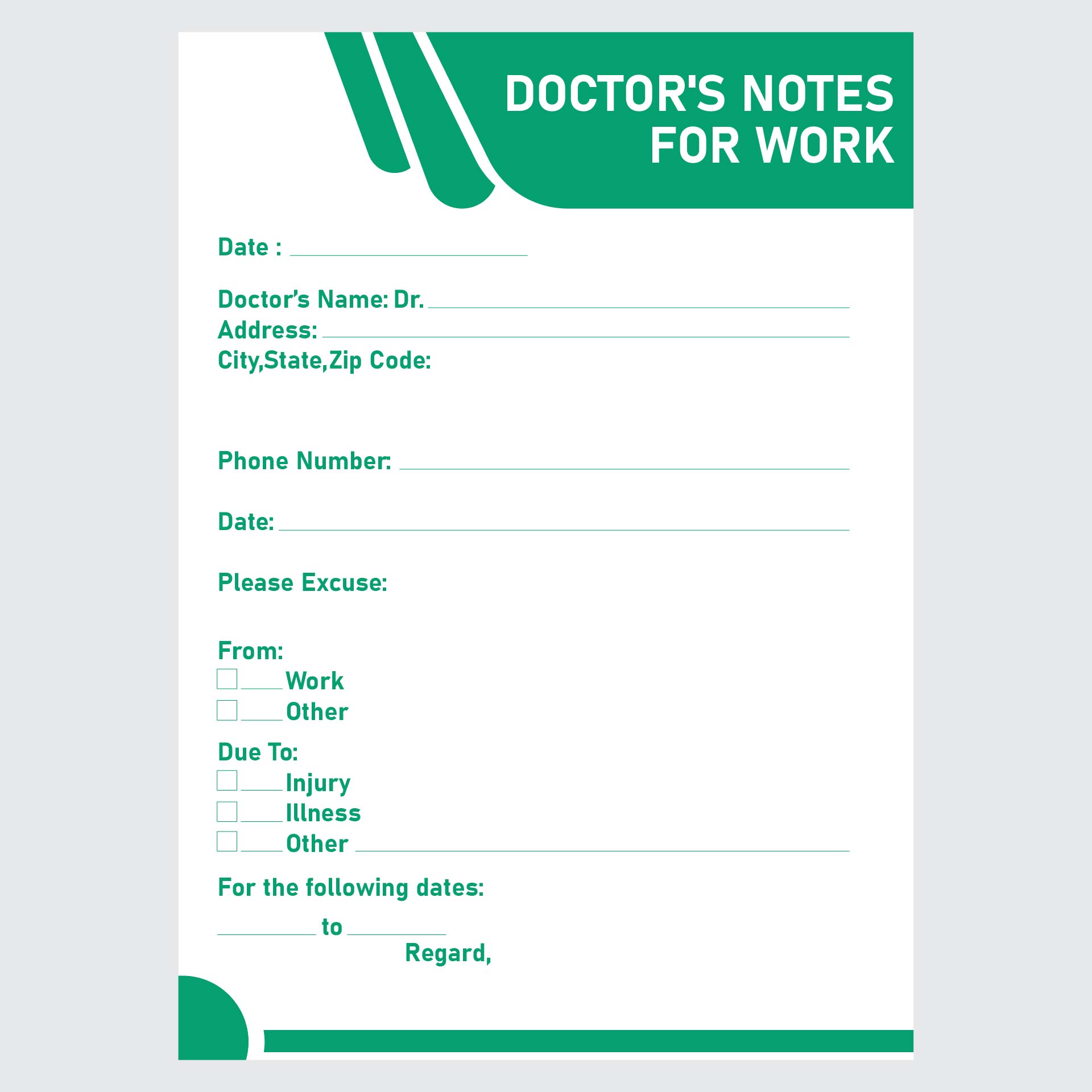  Printable Medical Excuse Forms