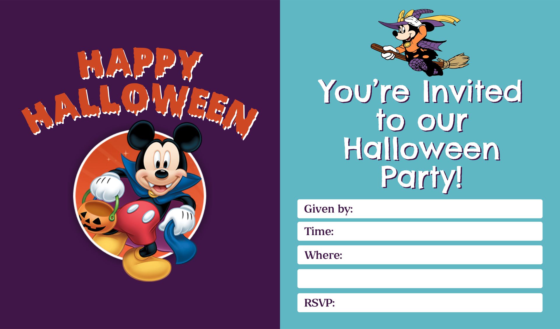 Mickey Mouse Halloween Invitations