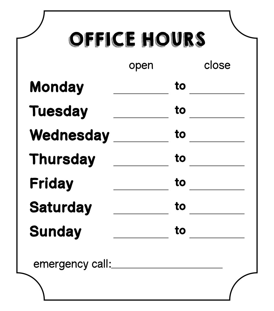 10 Best Free Printable Business Hours Sign Template Printablee