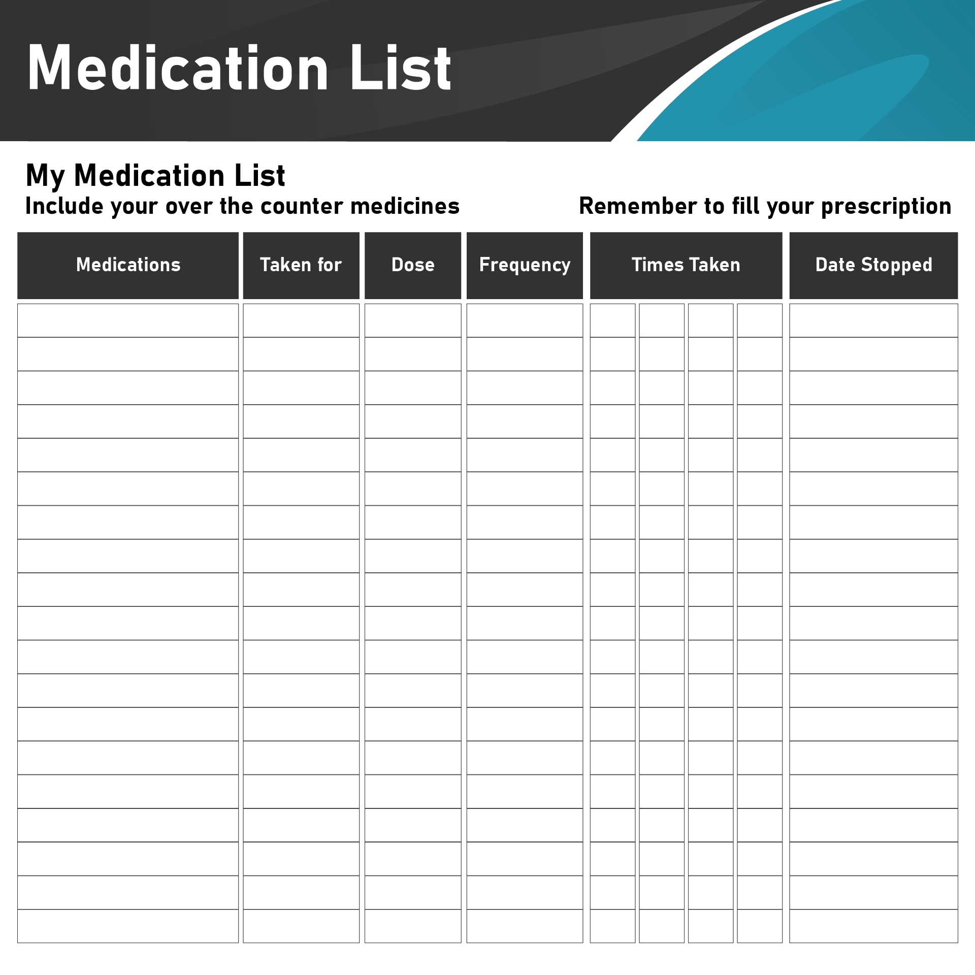 Patient Medication List Template