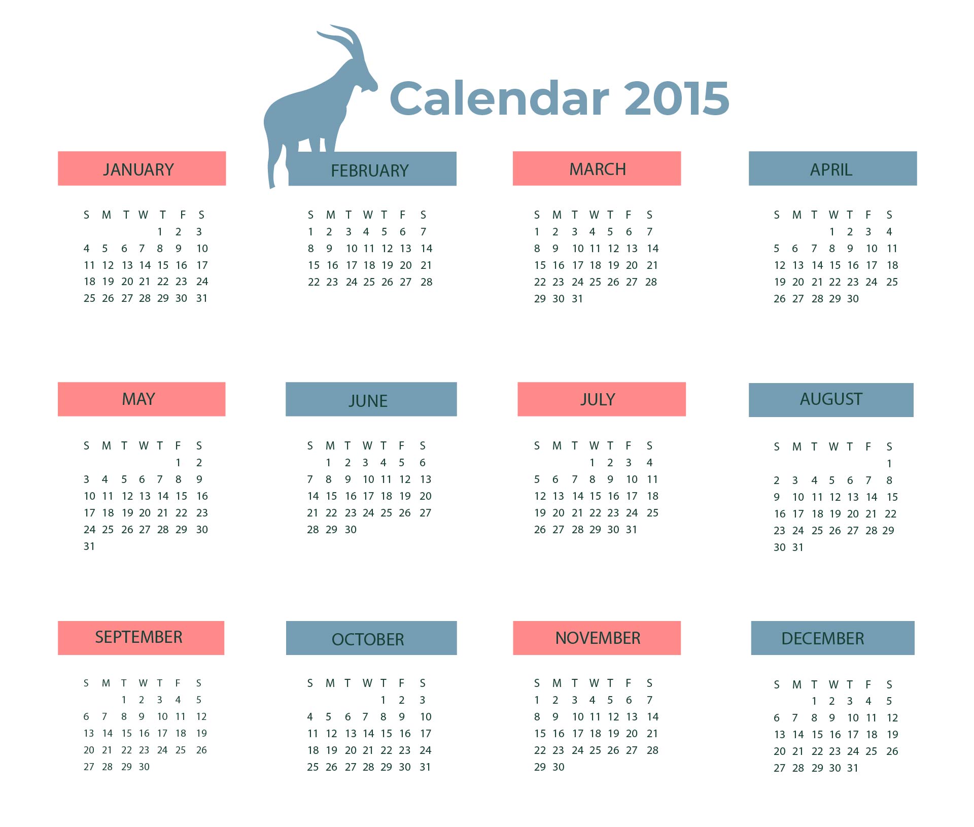 Printable 2015 Yearly Calendar with Week Numbers