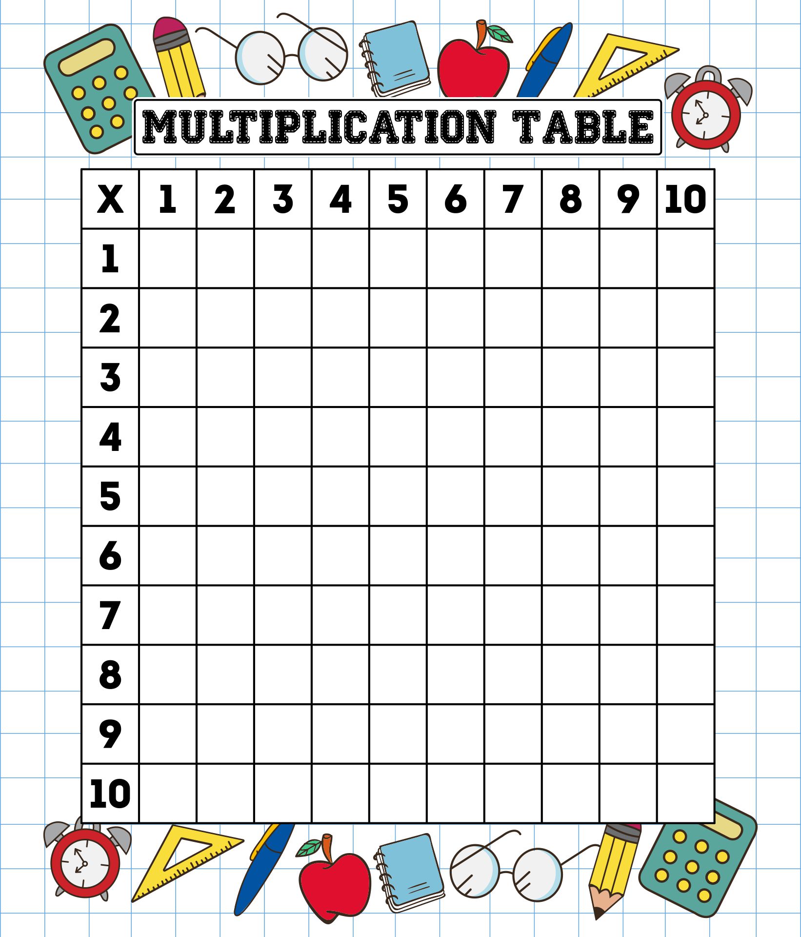 Printable Blank Multiplication Table Worksheet