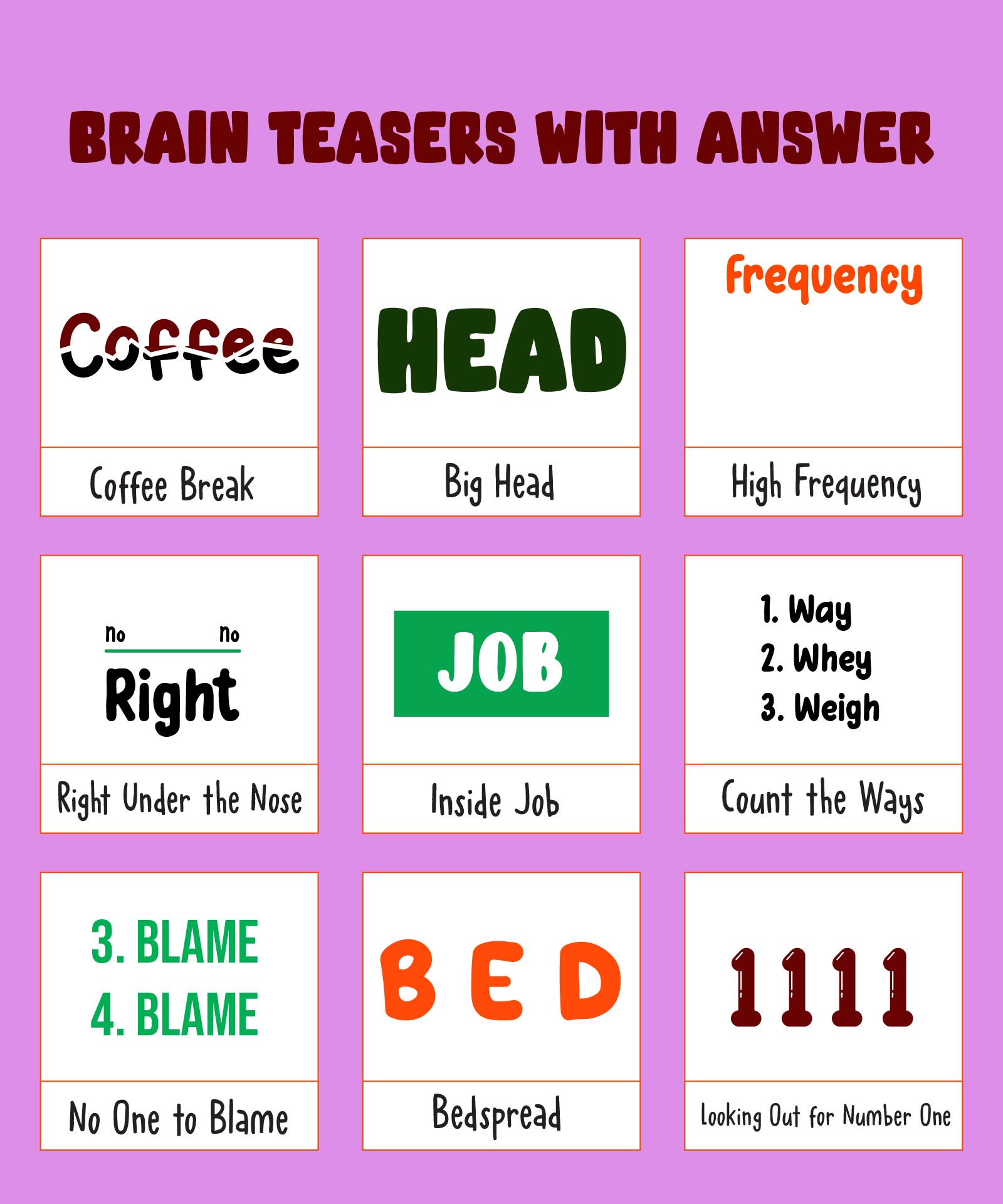 Printable Brain Teasers with Answers