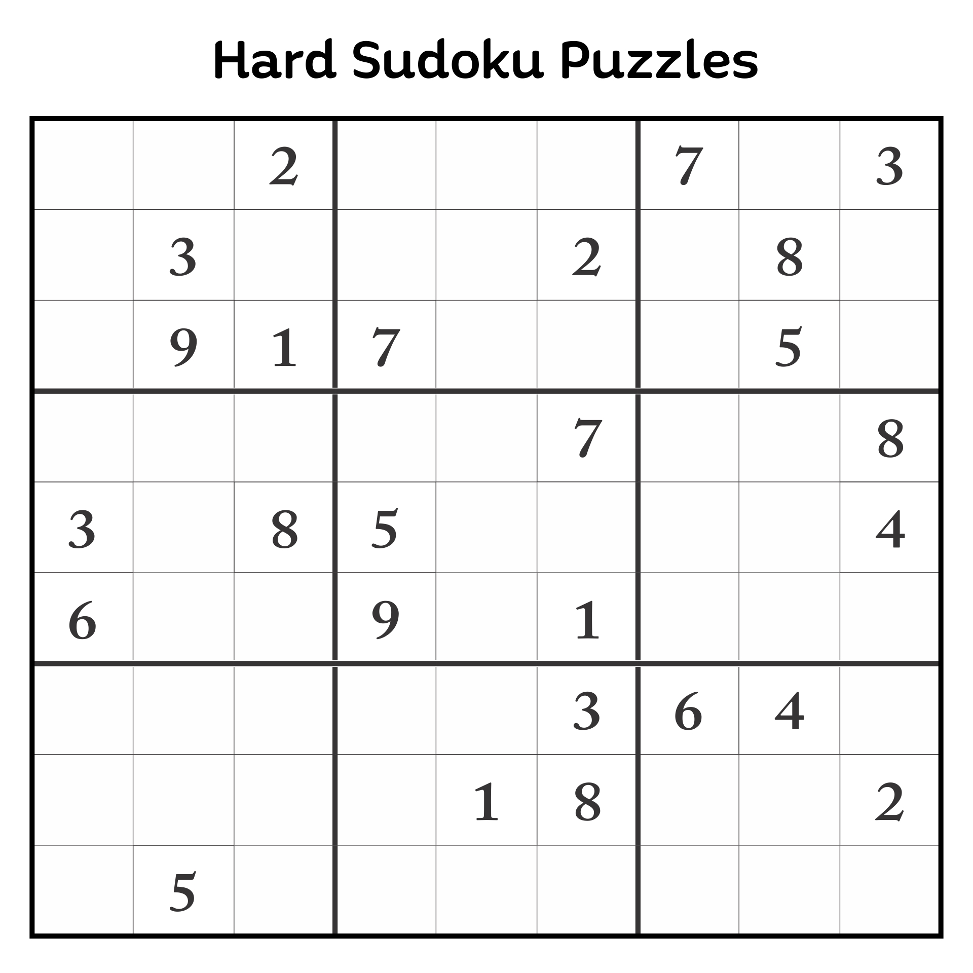 Printable Hard Sudoku Puzzles