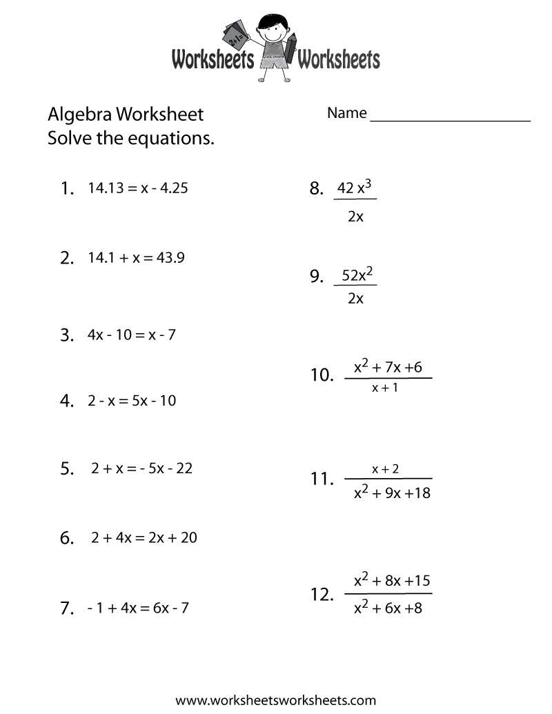 Simple Algebra Worksheet