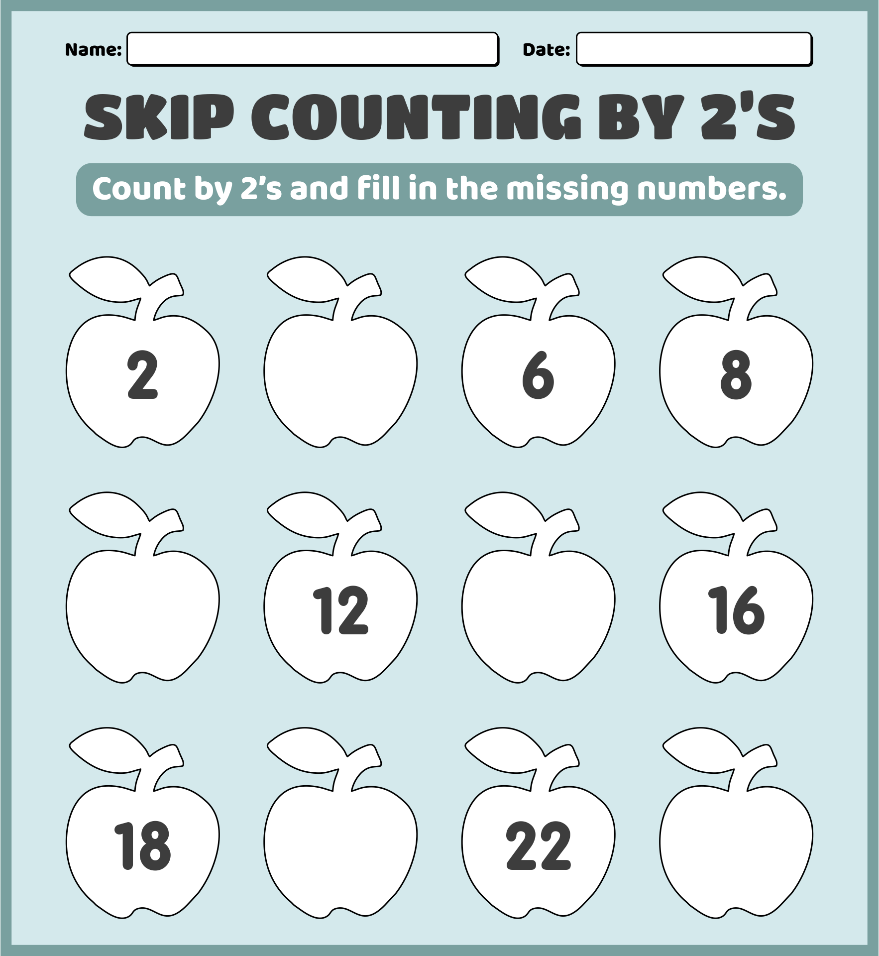 Skip Counting by 2s Worksheet