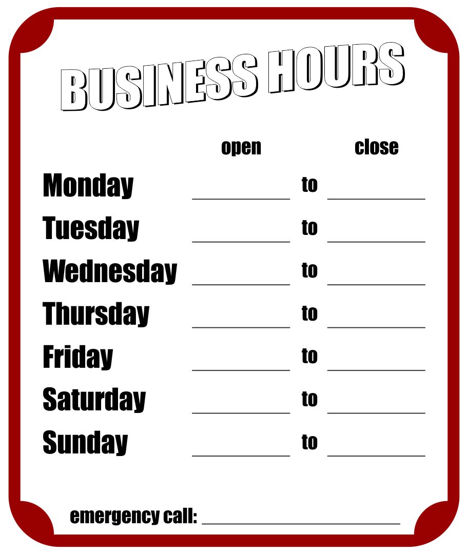 10 Best Free Printable Business Hours Sign Template Pdf For Free At