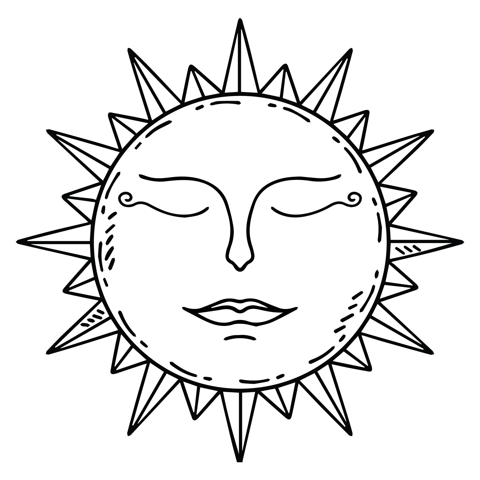 Sun and Moon Tattoo Outline