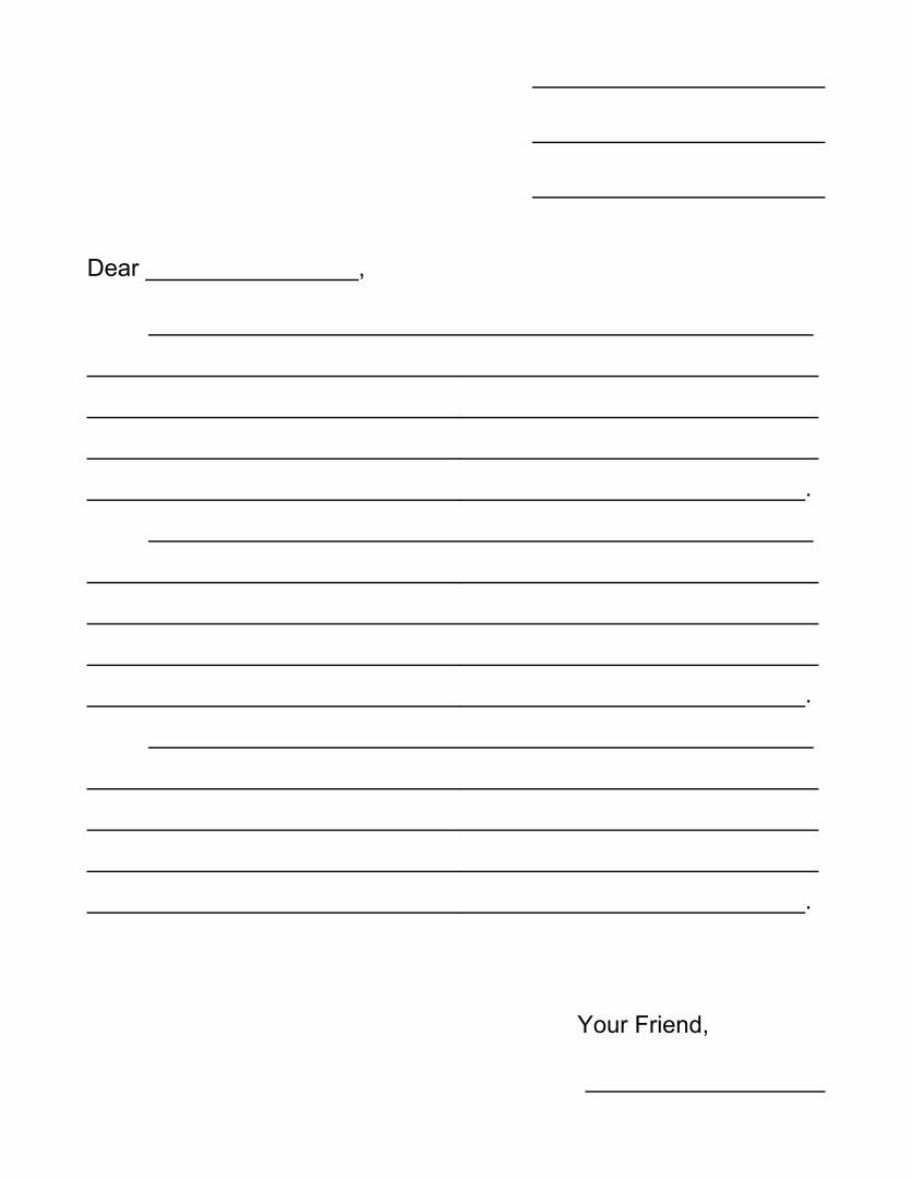 21 Best Printable Blank Template Friendly Letter - printablee.com For Letter Writing Template For Kids