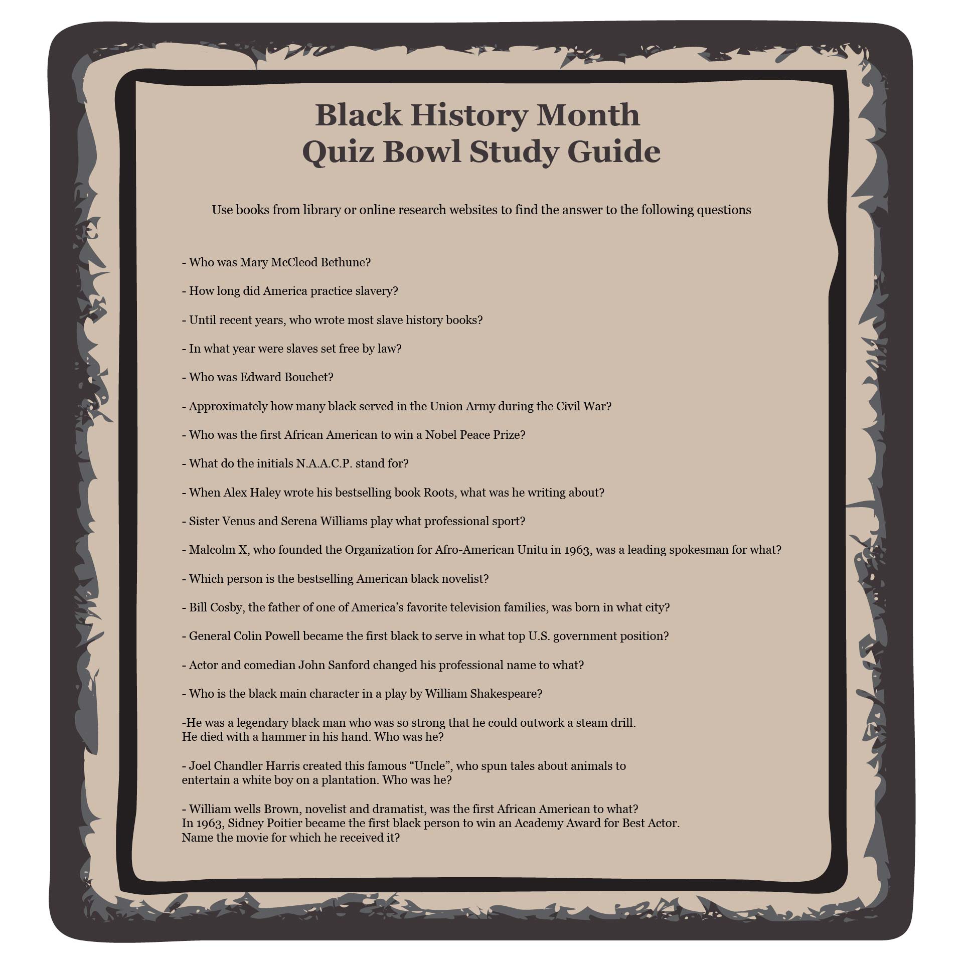 black history essay questions