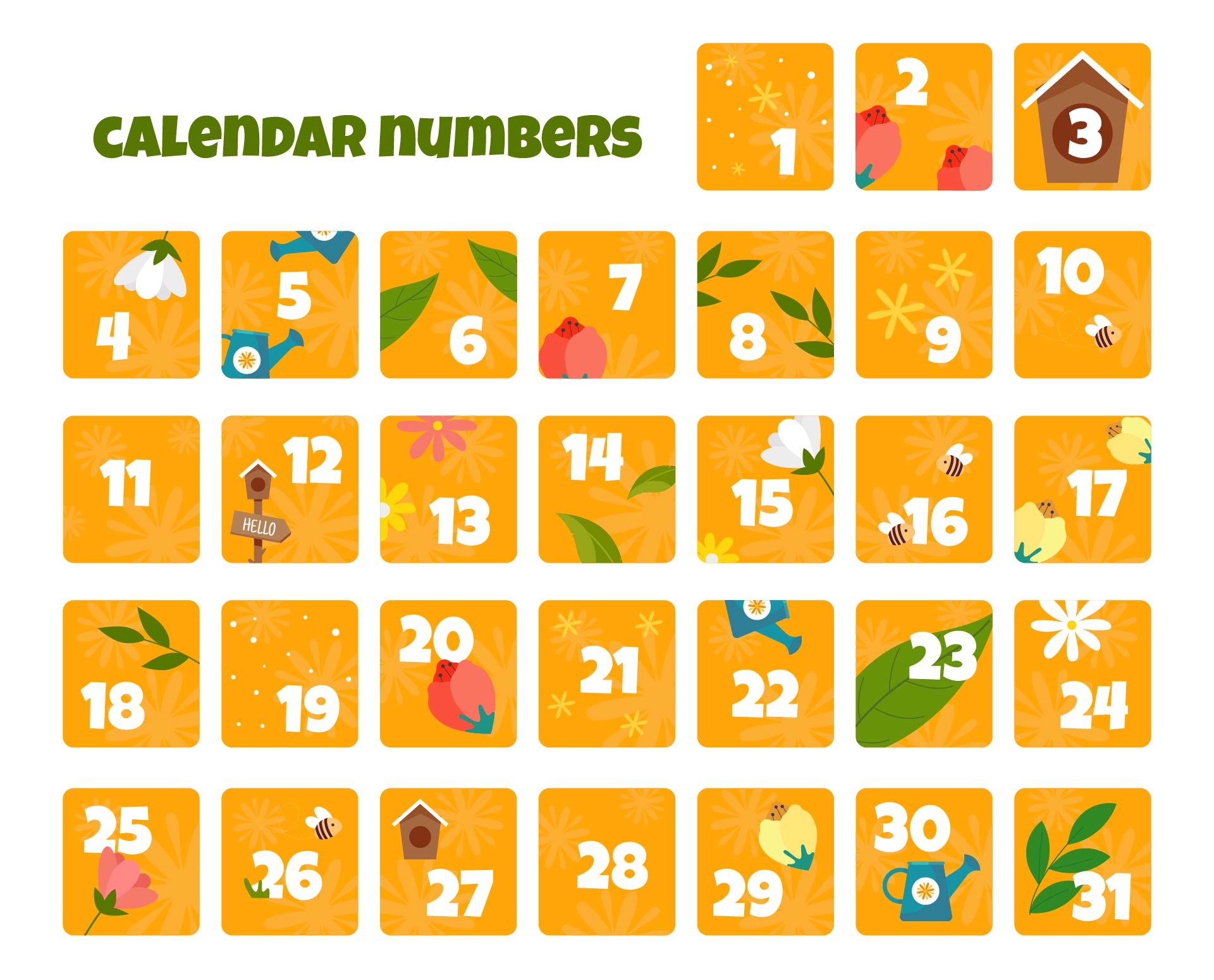  Printable Calendar Month Numbers