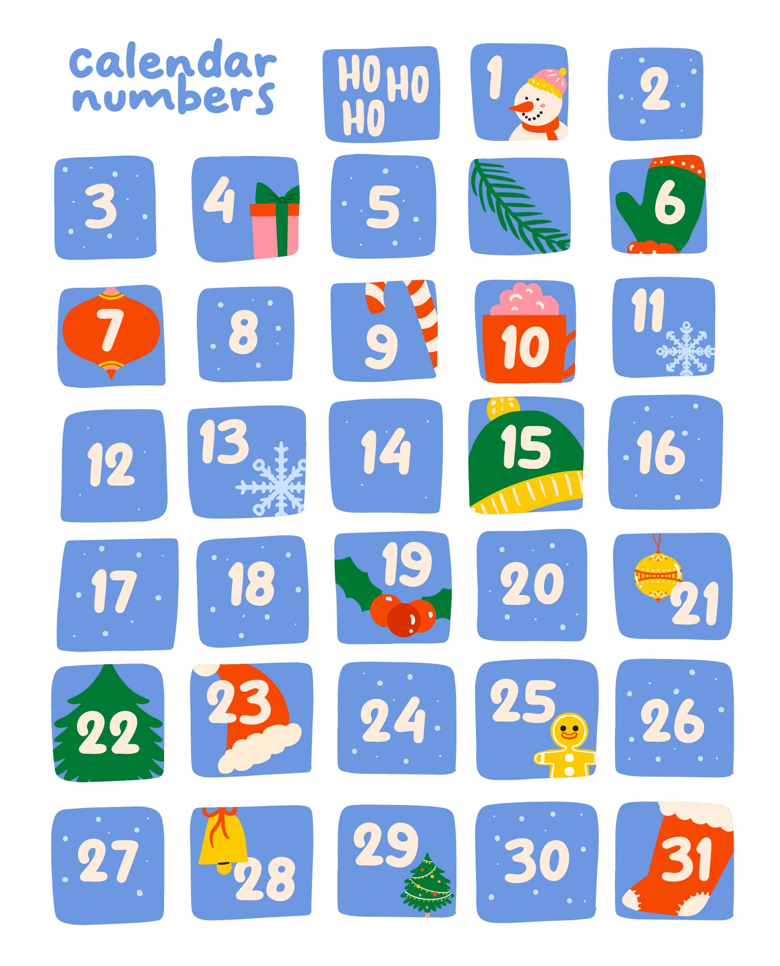 Printable January Calendar Numbers