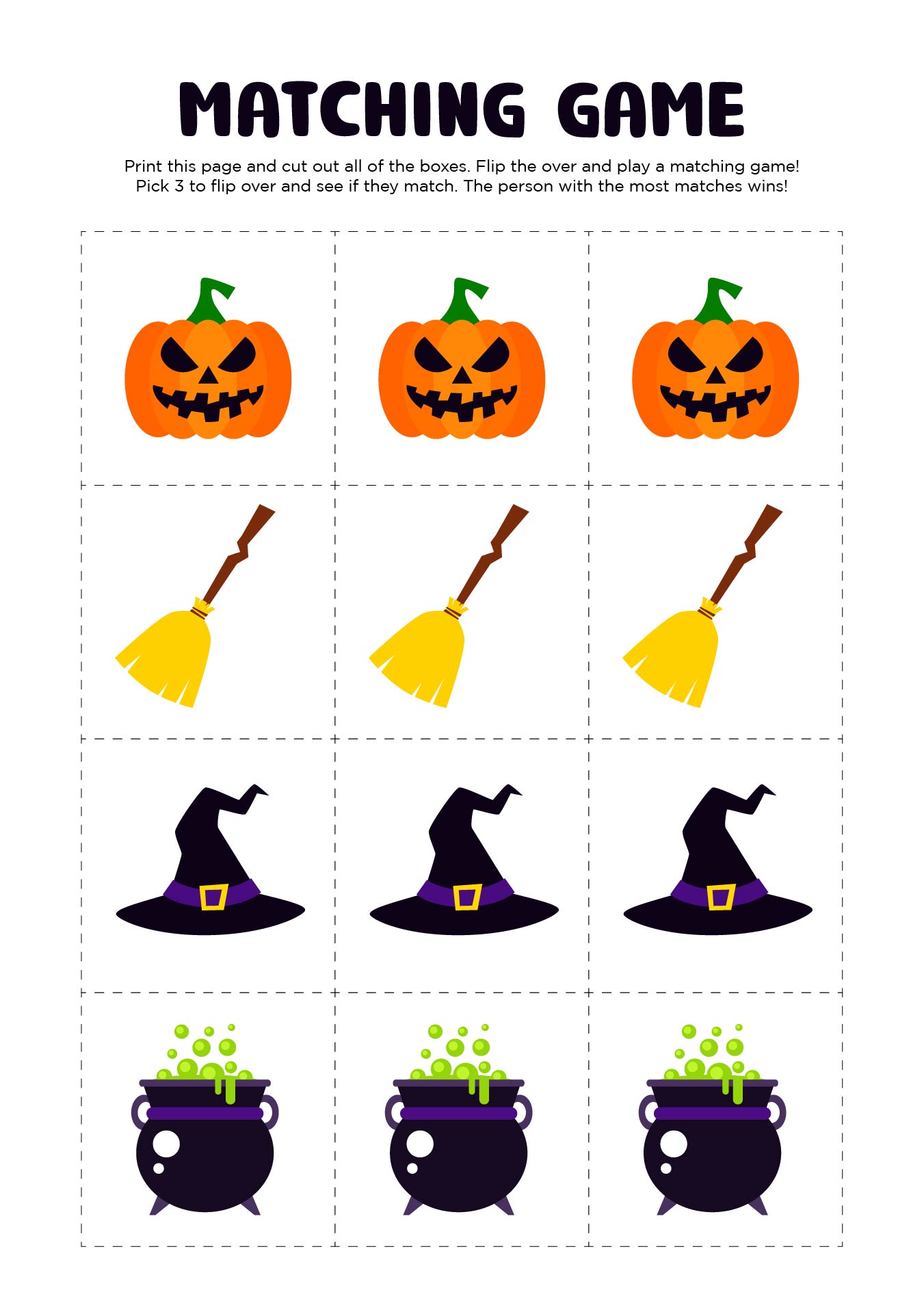 Printable Pumpkin Memory Game