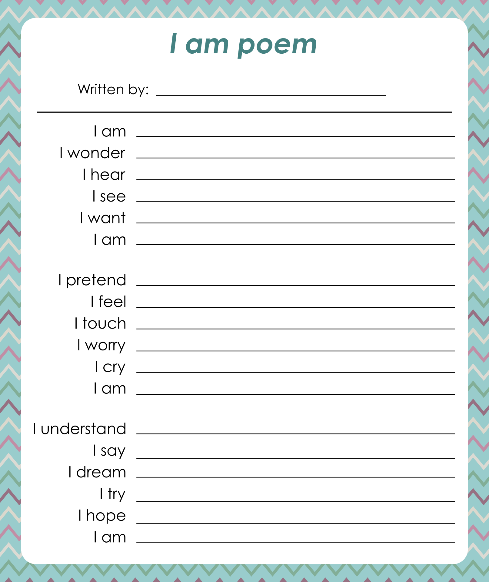 I Am From Poem Template Pdf