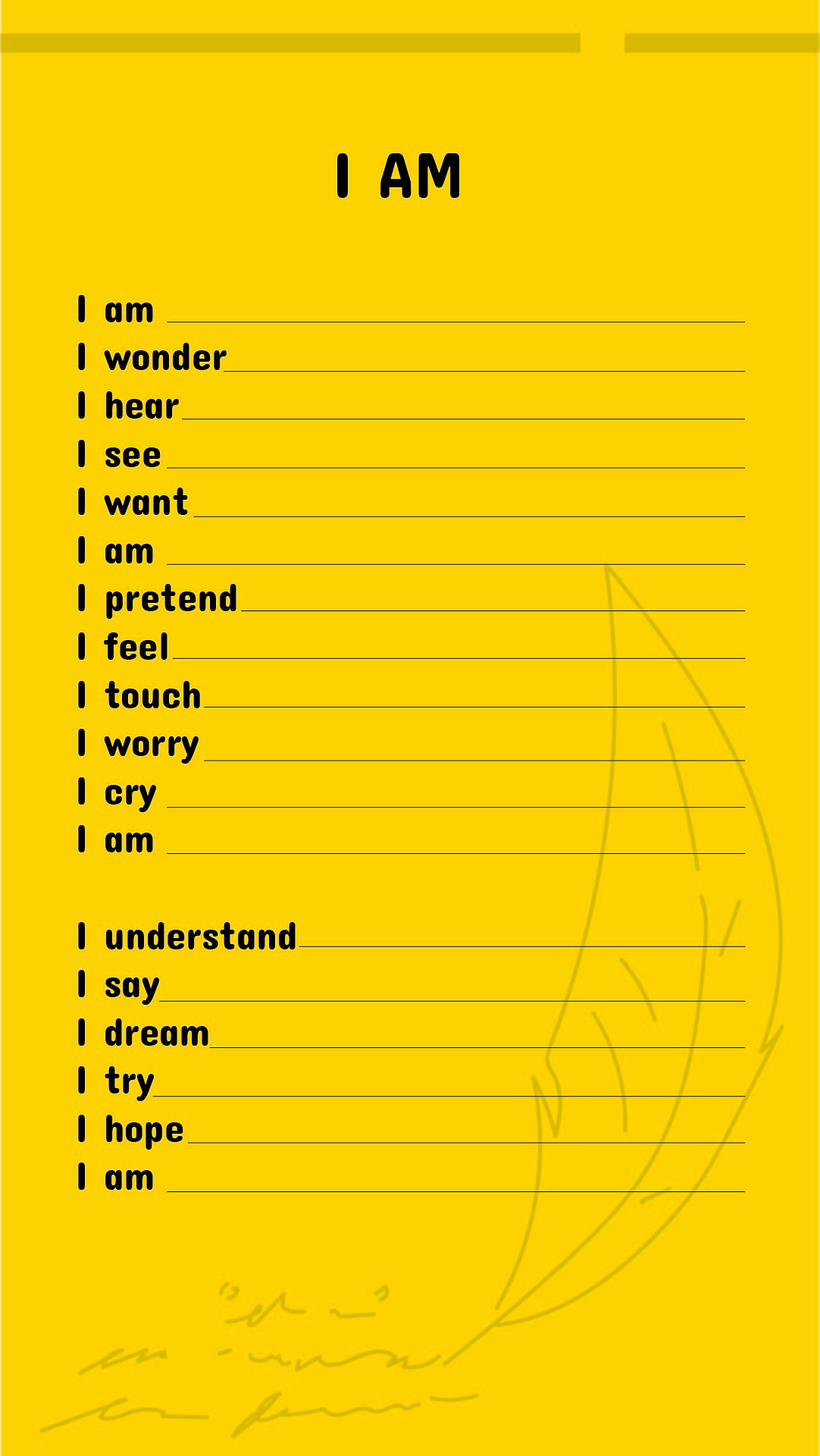 I AM Poem Worksheet