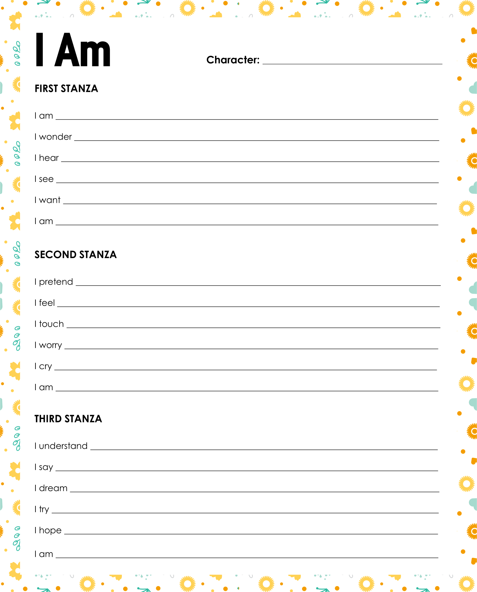 20 Best I AM Poem Printable - printablee.com Within I Am Poem Worksheet