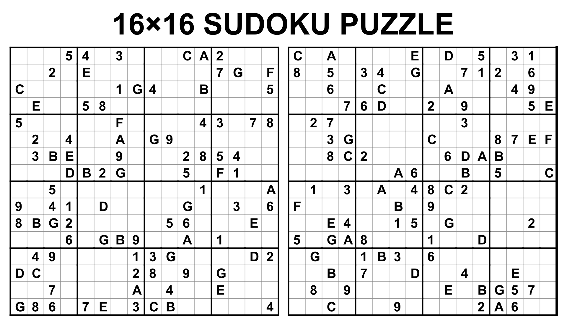 Printable 16x16 sudoku  Sudoku printable, Sudoku, Sudoku puzzles